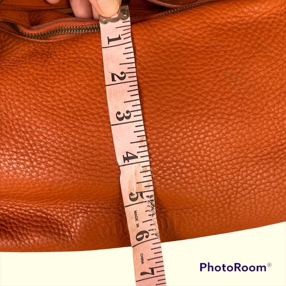 Vintage Miu Miu Y2K  Orange Pebbled Leather Handbag with Brass Studs - Picture 9 of 13